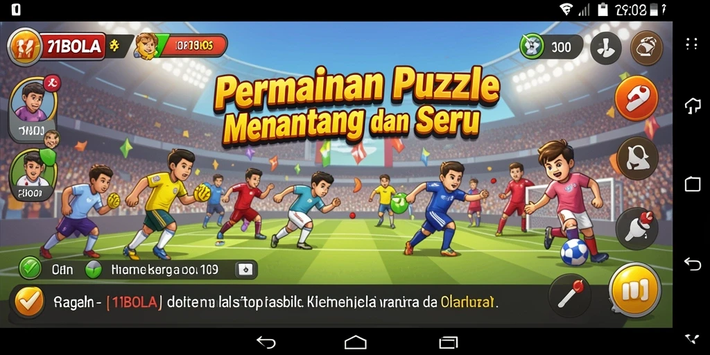Screenshot permainan 11BOLA menunjukkan level puzzle yang menantang dan menarik.