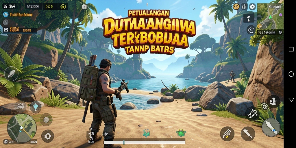 Screenshot gameplay <strong>8364</strong> menampilkan eksplorasi dunia terbuka yang luas.