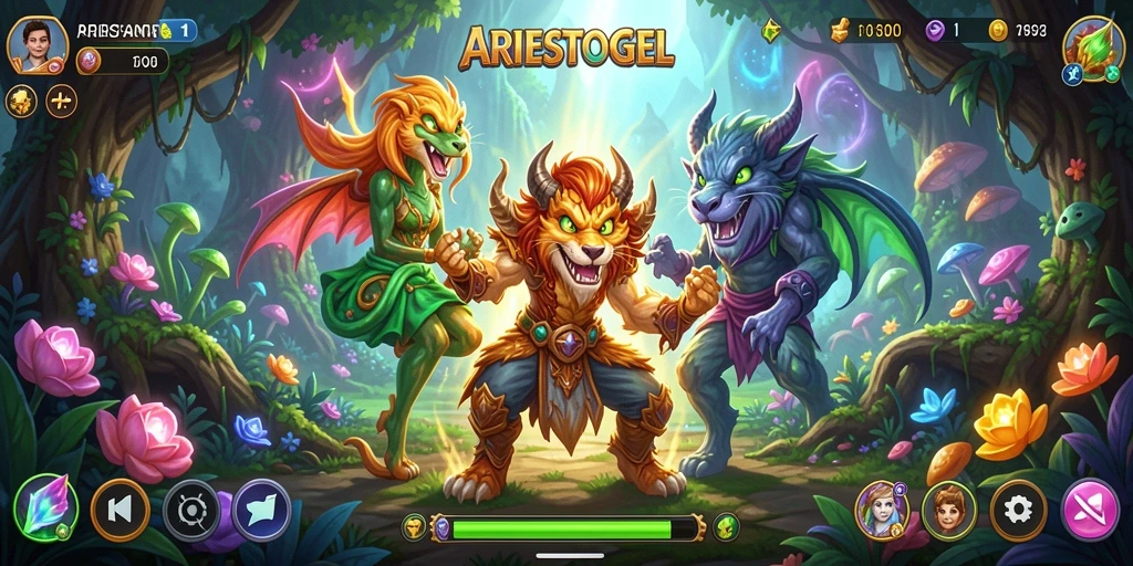 Tampilan gameplay ARIESTOGEL yang memukau dan penuh aksi.