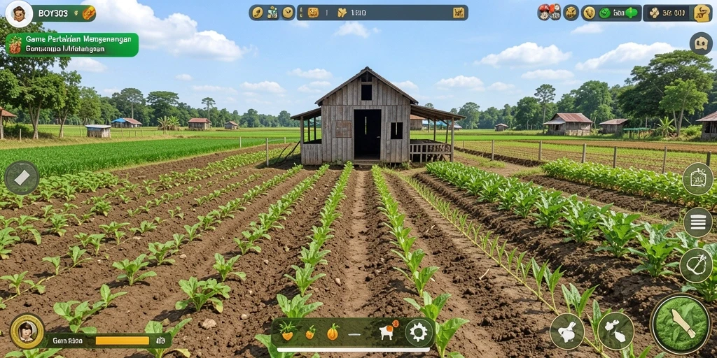 Gameplay interaktif dan menarik dalam BOY303 dengan berbagai aktivitas bertani.