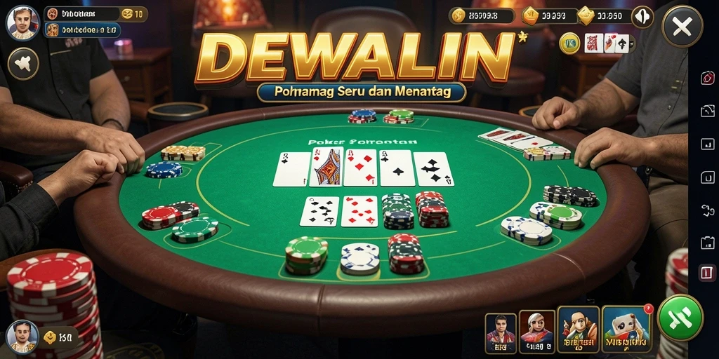 Tampilan gameplay DEWALIN yang seru dan interaktif dalam permainan Poker.