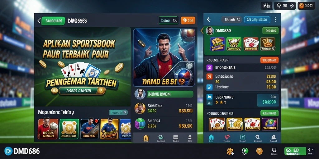 Tampilan utama DMD686 dengan berbagai pilihan taruhan olahraga.