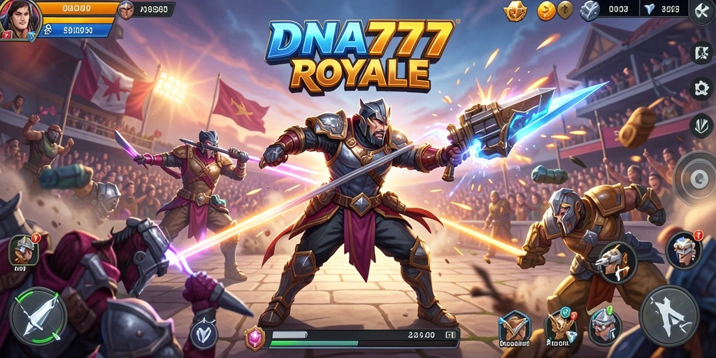 Screenshot gameplay DNA777 menampilkan pertempuran seru dalam Battle Royale.