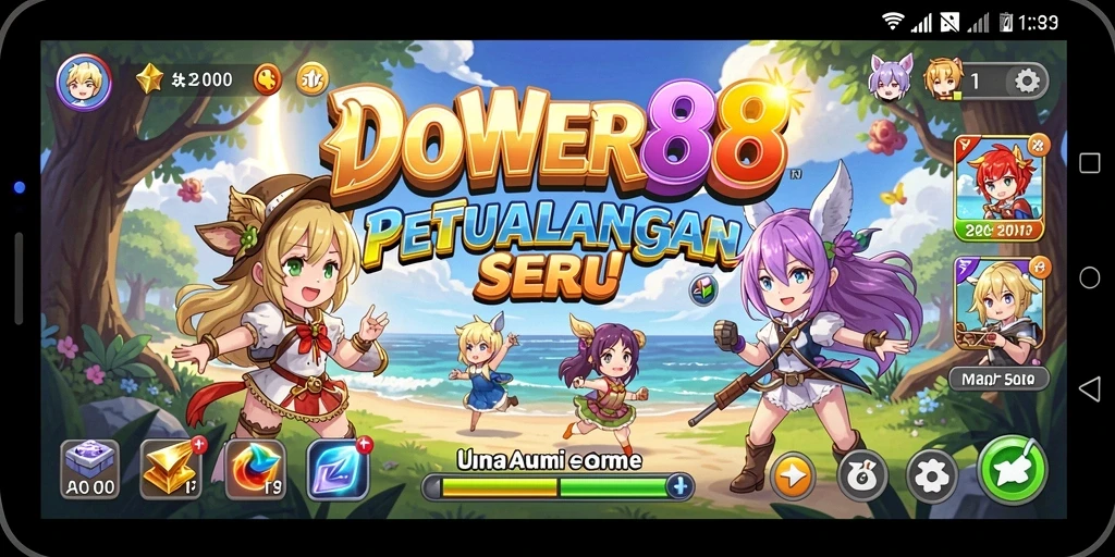 Tampilan gameplay DOWER88 yang menampilkan karakter Anime dalam aksi.