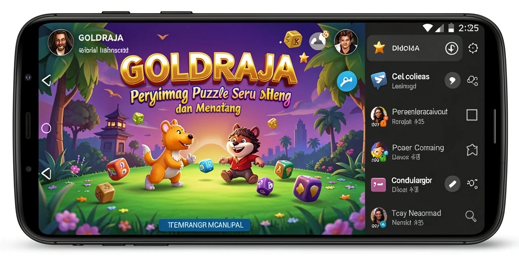 Screenshot gameplay <strong>GOLDRAJA</strong> menampilkan tantangan puzzle seru.