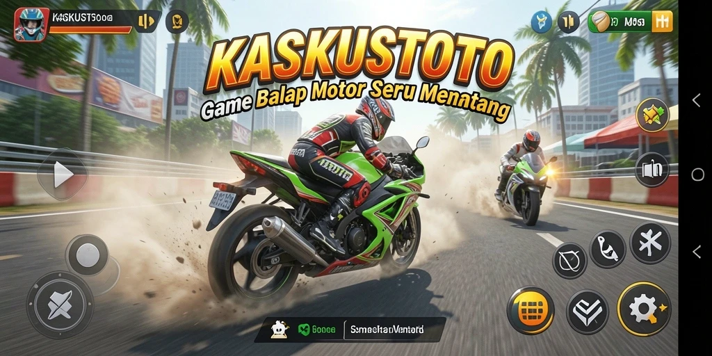 Tampilan gameplay KASKUSTOTO yang seru dan menantang di lintasan balap.