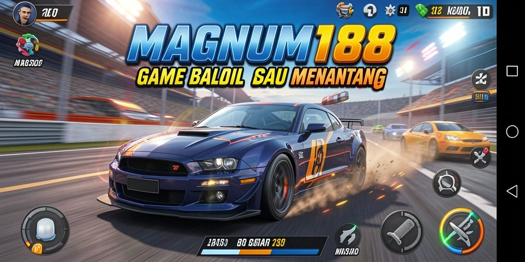 Screenshot gameplay MAGNUM188 dengan aksi balap yang menegangkan.