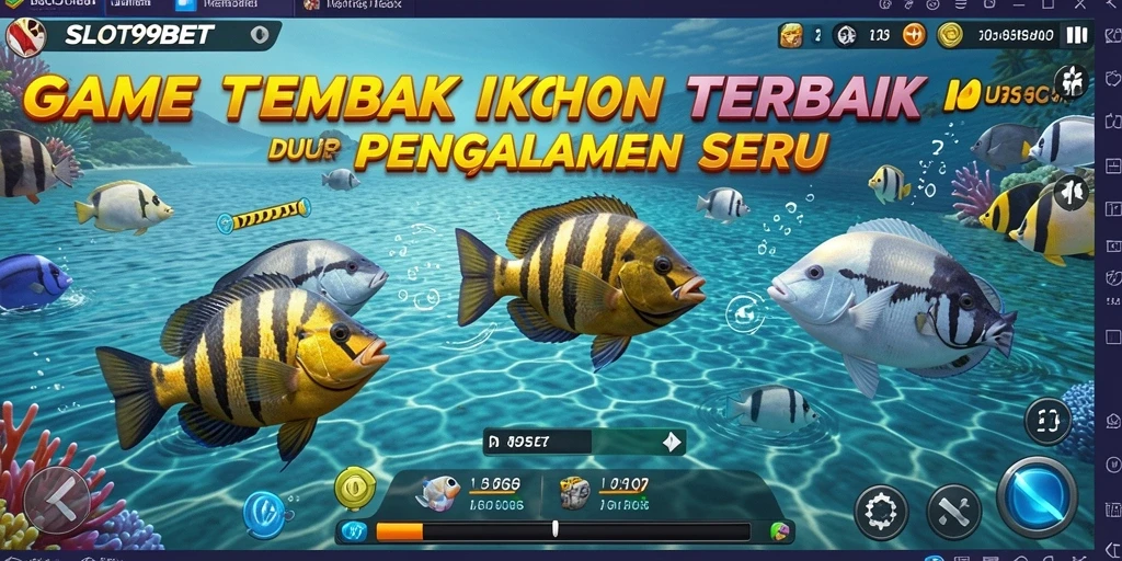Screenshot utama SLOT99BET menampilkan aksi seru Tembak Ikan yang mengasyikkan.
