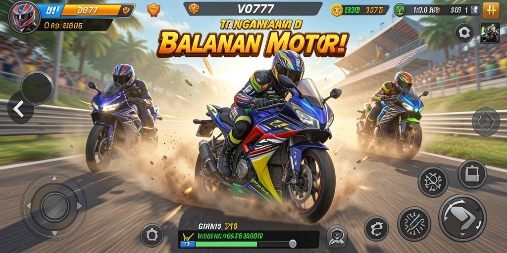 Tampilan kontras yang memukau dalam gameplay balapan motor.