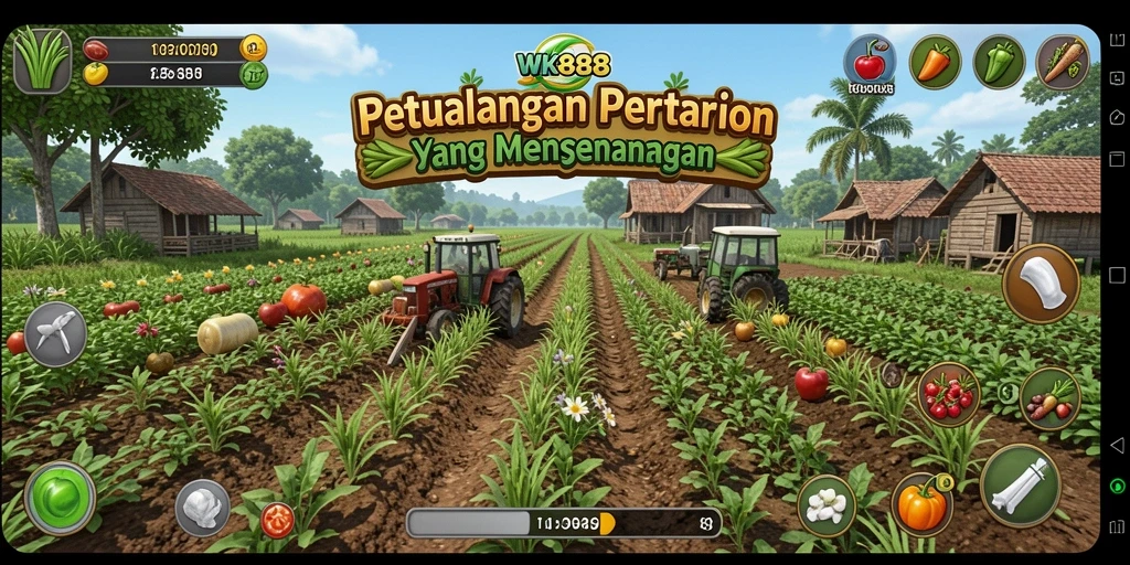 Tampilan gameplay seru dari WK888 yang menggambarkan pertanian yang aktif.
